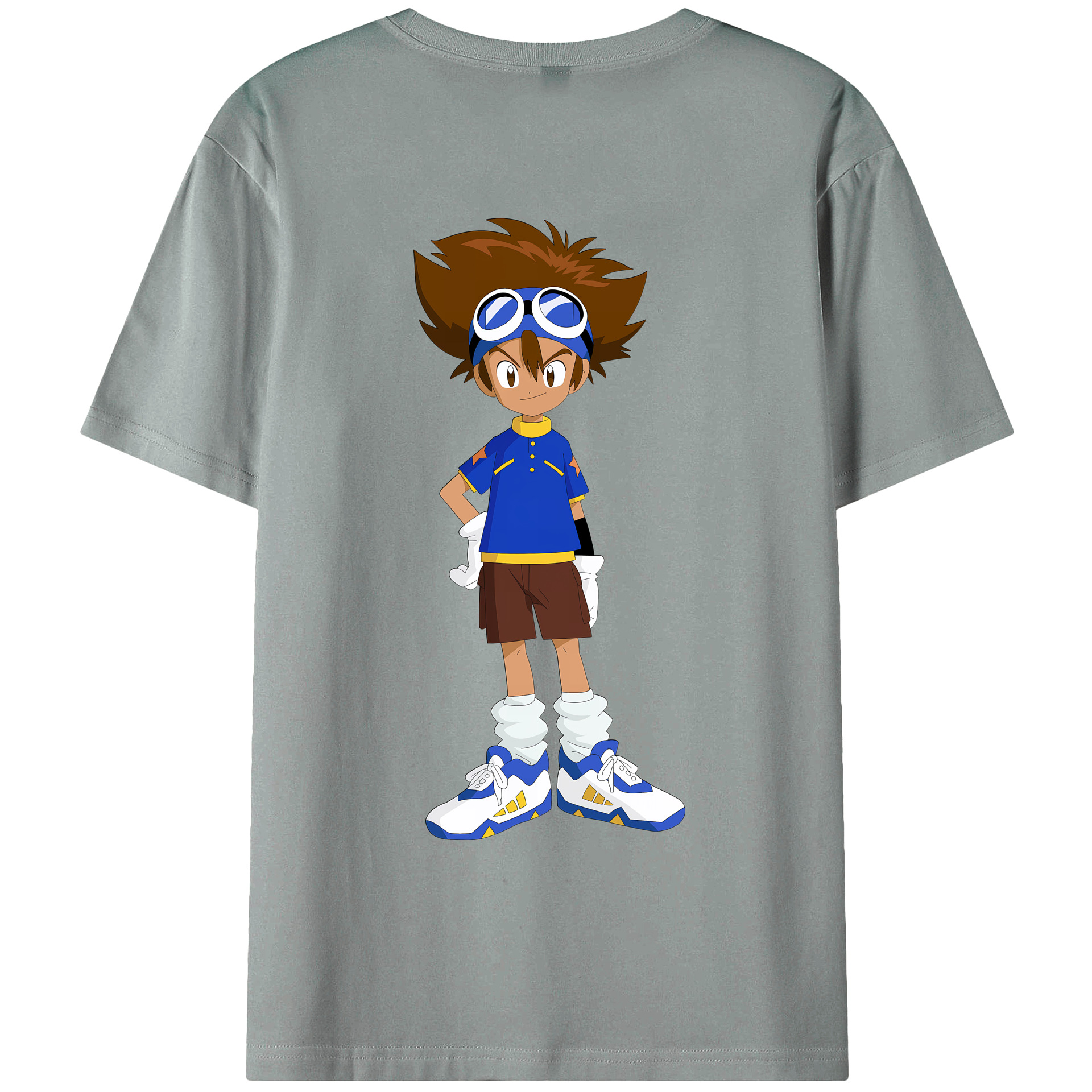 （画像用） Digimon デジタルモンスター/デジモン 綿100％ メンズ半袖Tシャツ（バックプリント） 通気性